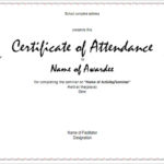 Conference Certificate Of Attendance Template