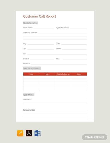 Customer Contact Report Template