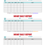 Daycare Infant Daily Report Template