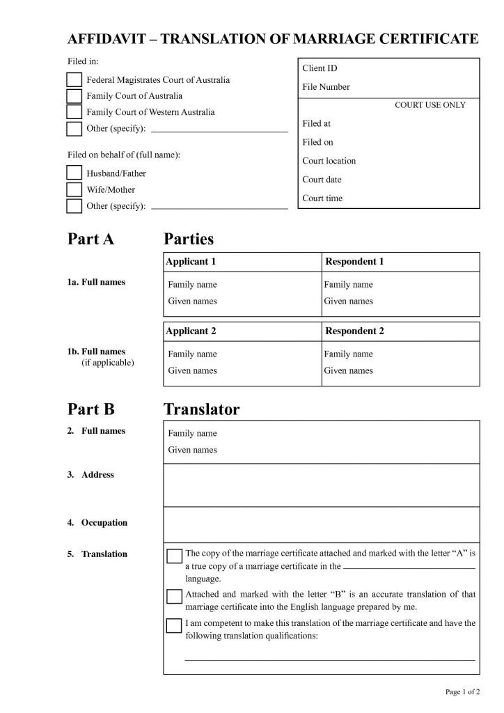 Death Certificate Translation Template