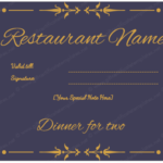 Dinner Certificate Template Free