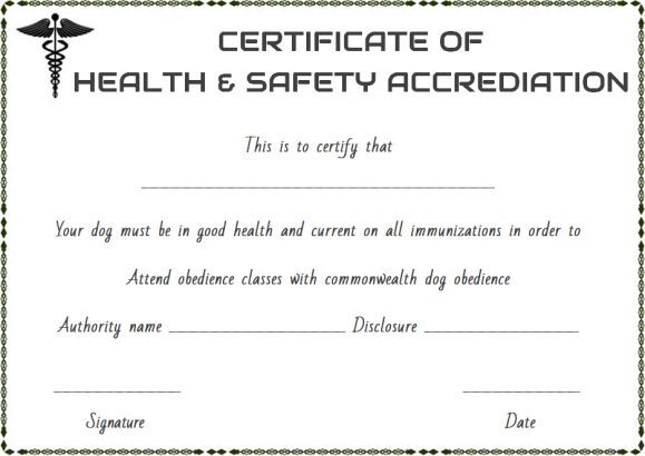 Dog Vaccination Certificate Template