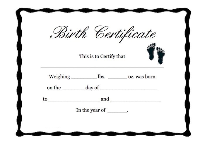 Editable Birth Certificate Template