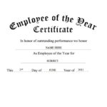 Employee Of The Year Certificate Template Free