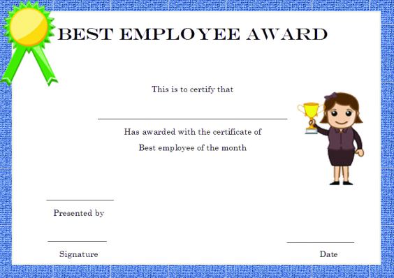 Employee Of The Year Certificate Template Free