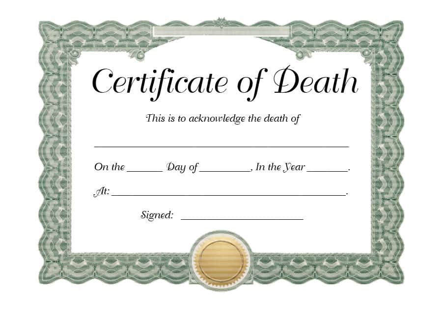 Fake Death Certificate Template