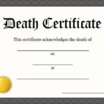 Fake Death Certificate Template