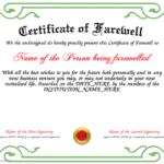 Farewell Certificate Template