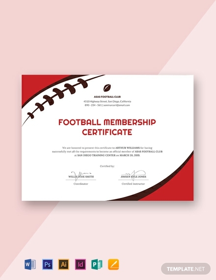 Football Certificate Template