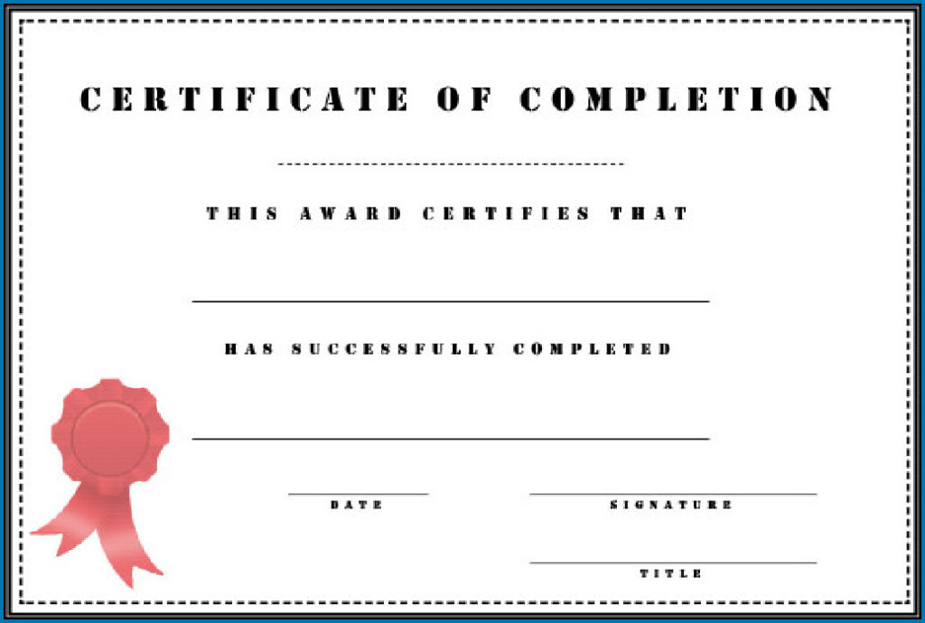 Free Certificate Of Completion Template Word (4) - TEMPLATES EXAMPLE ...