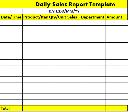 Free Daily Sales Report Excel Template