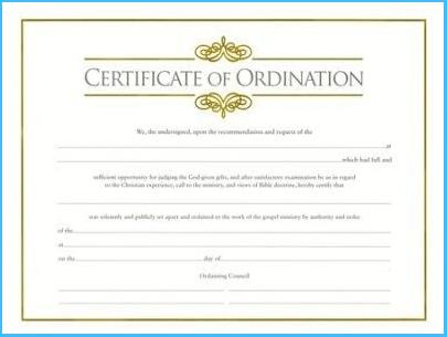 Free Ordination Certificate Template