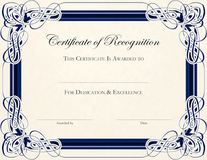 Free Template For Certificate Of Recognition