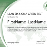 Green Belt Certificate Template