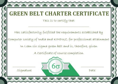 Green Belt Certificate Template