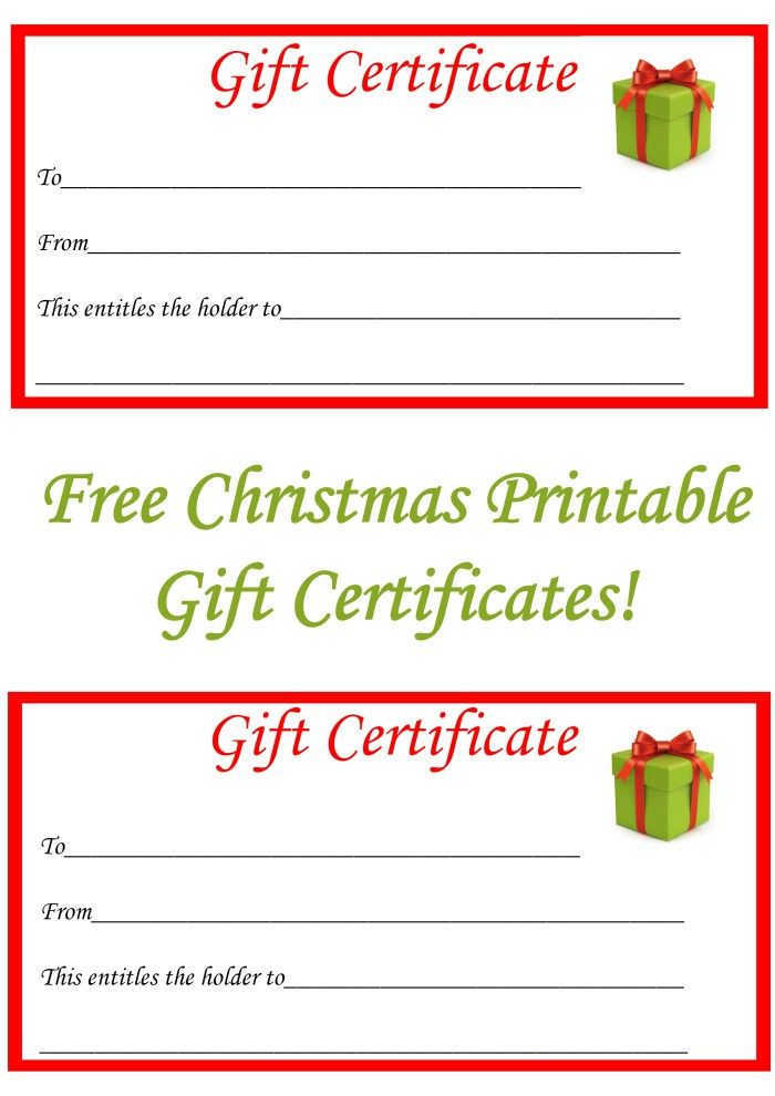 Homemade Christmas Gift Certificates Templates