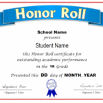 Honor Roll Certificate Template