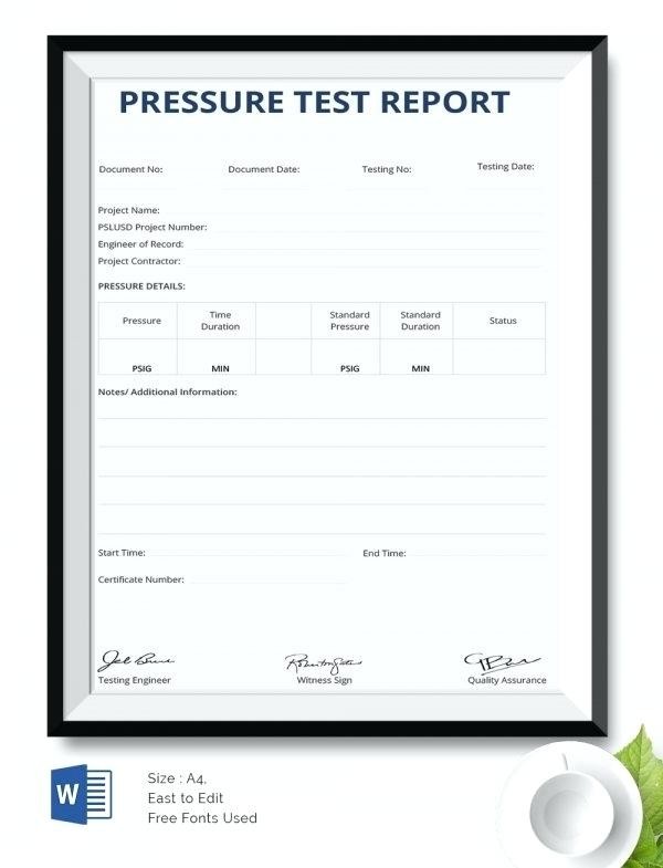 Hydrostatic Pressure Test Report Template