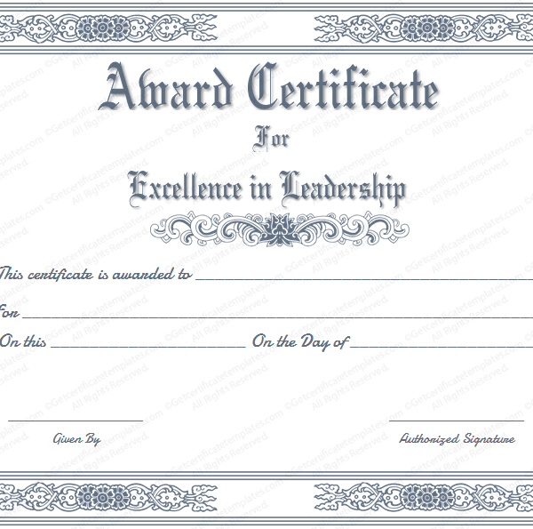 Leadership Award Certificate Template (8) TEMPLATES EXAMPLE TEMPLATES EXAMPLE