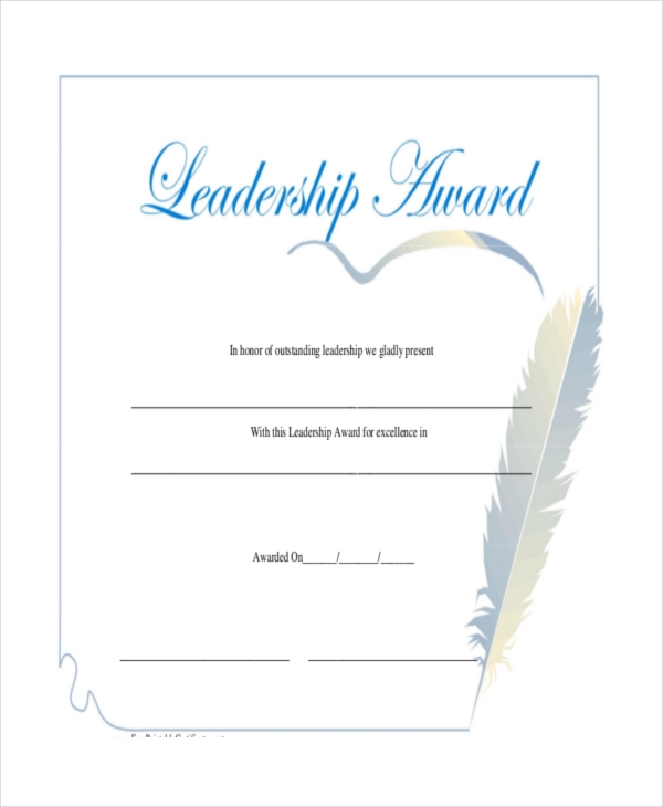 Leadership Award Certificate Template