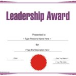 Leadership Award Certificate Template