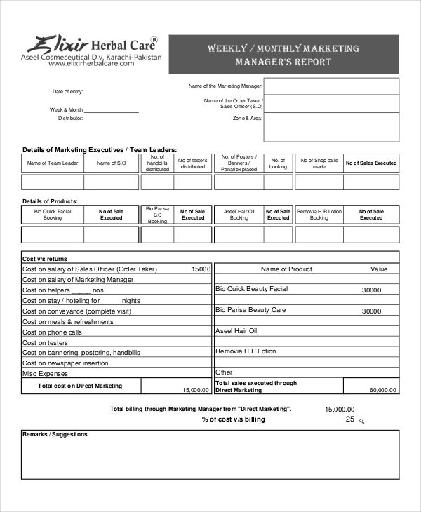 Marketing Weekly Report Template