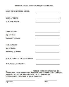 Mexican Birth Certificate Translation Template - TEMPLATES EXAMPLE ...