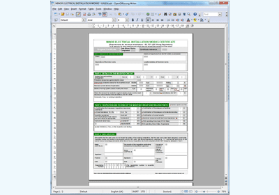 Minor Electrical Installation Works Certificate Template