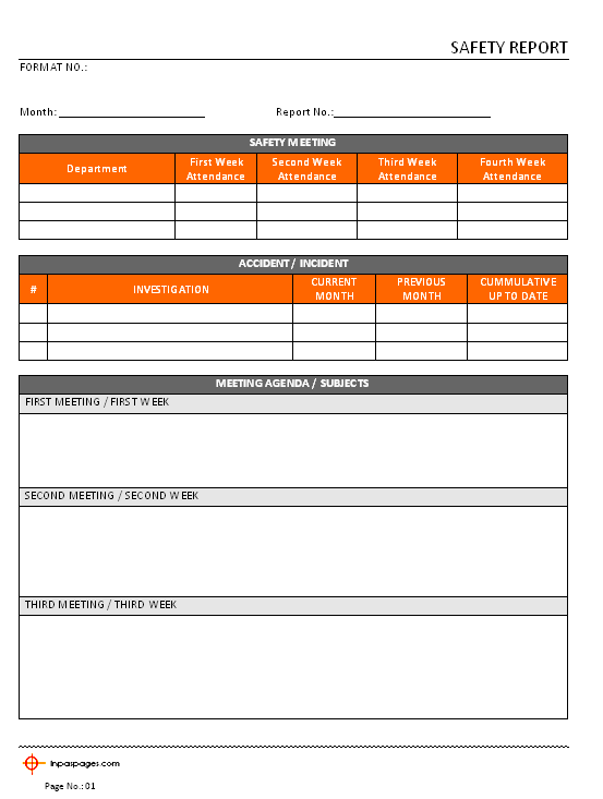 Monthly Health And Safety Report Template