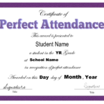 Perfect Attendance Certificate Free Template