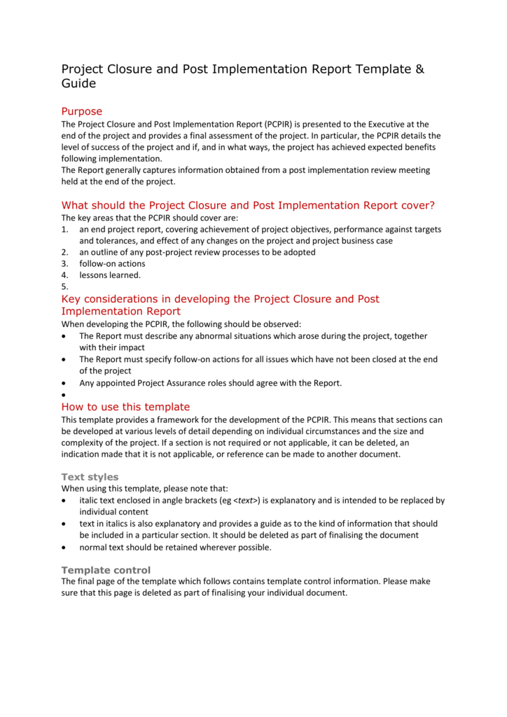 Post Project Report Template 2 TEMPLATES EXAMPLE TEMPLATES EXAMPLE