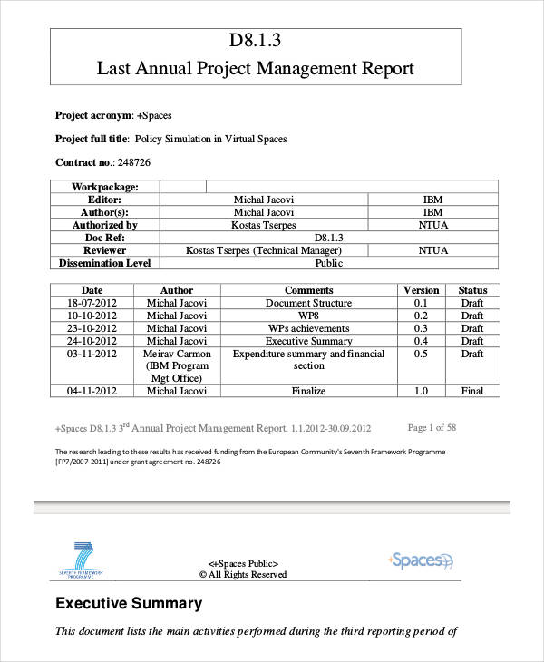Project Management Final Report Template