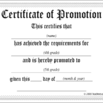 Promotion Certificate Template
