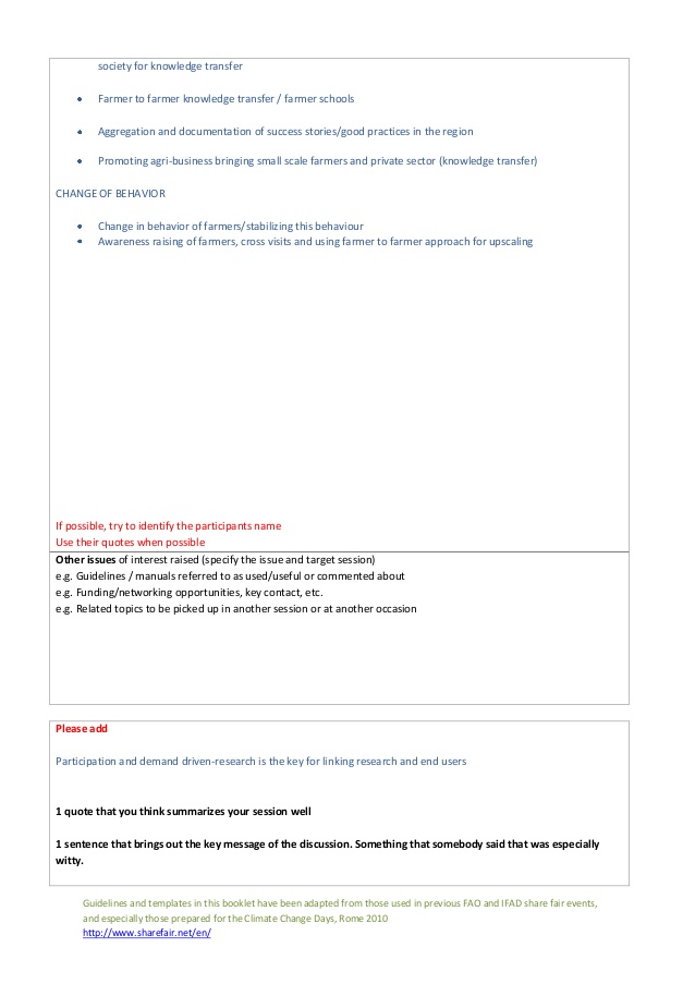 Rapporteur Report Template