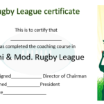 Rugby League Certificate Templates