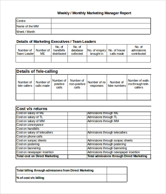 Sales Management Report Template