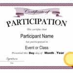 Sample Certificate Of Participation Template