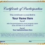 Sample Certificate Of Participation Template