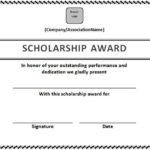 Scholarship Certificate Template Word