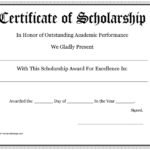 Scholarship Certificate Template Word