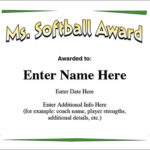 Softball Certificate Templates Free