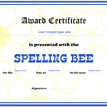 Spelling Bee Award Certificate Template