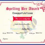 Spelling Bee Award Certificate Template