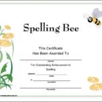 Spelling Bee Award Certificate Template