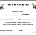 Spelling Bee Award Certificate Template