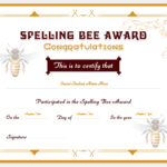 Spelling Bee Award Certificate Template