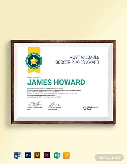 Sports Award Certificate Template Word