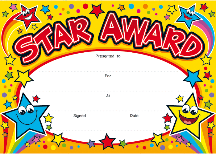 Star Of The Week Certificate Template
