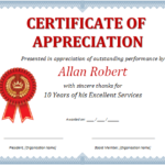 Template For Certificate Of Appreciation In Microsoft Word