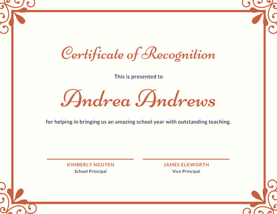 Template For Recognition Certificate